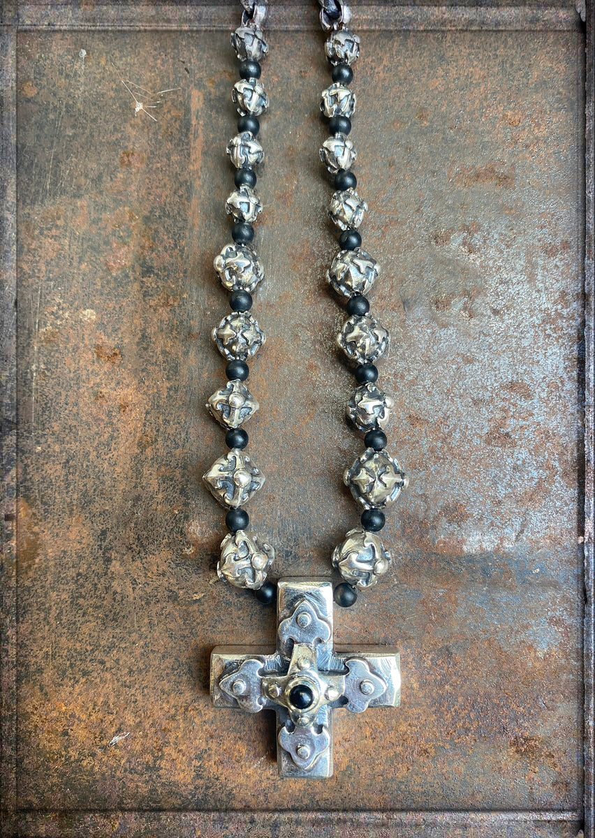 ELFCRAFT | KETTE | Neckchain Erbs XS Fac + 18 Blades Balls | Greek Cross with Blades Cross-Hole