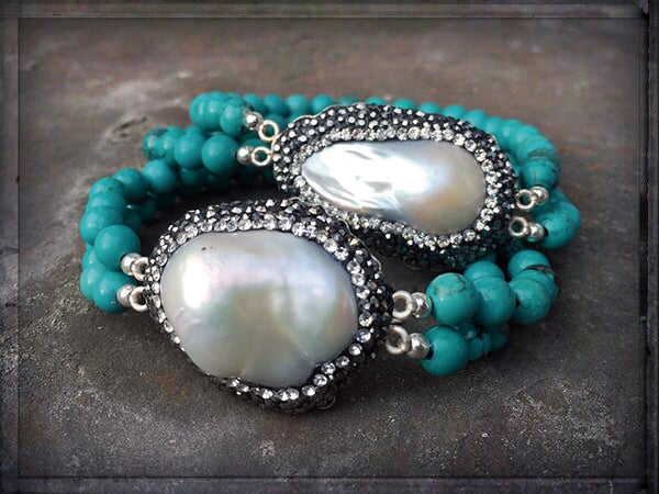 Steinarmband | Süsswasserperle | Türkis