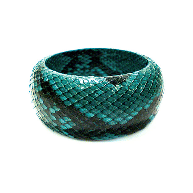 Armreif Pythonleder Smaragdgrün 40 mm Breit Unikat