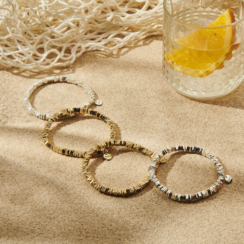 Biba Armbänder Flat Vergoldet Versilbert Dehnbar 5 mm Breit
