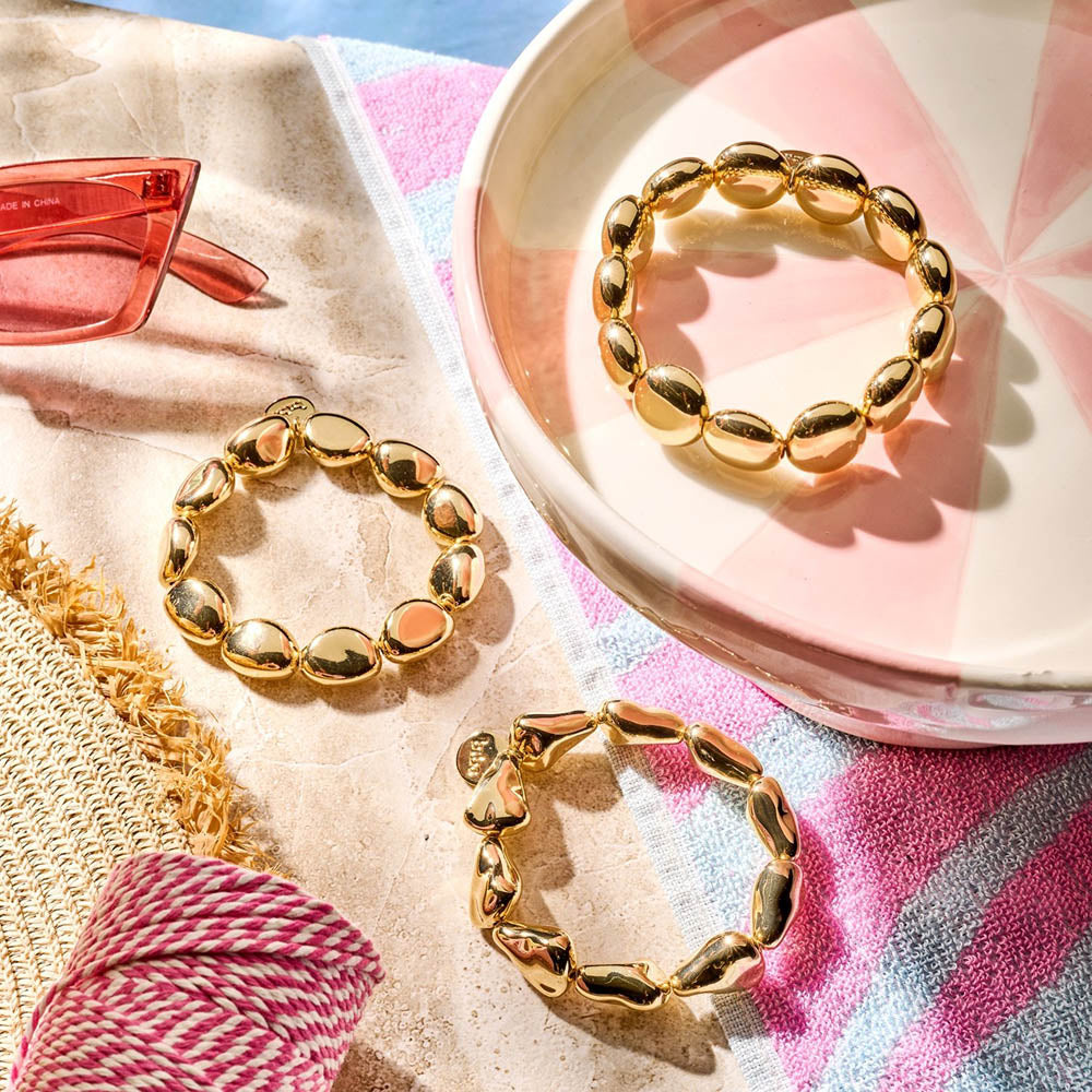 Biba Trend-Armbänder Gold Plattiert 13 mm Dehnbar Ovale Elemente