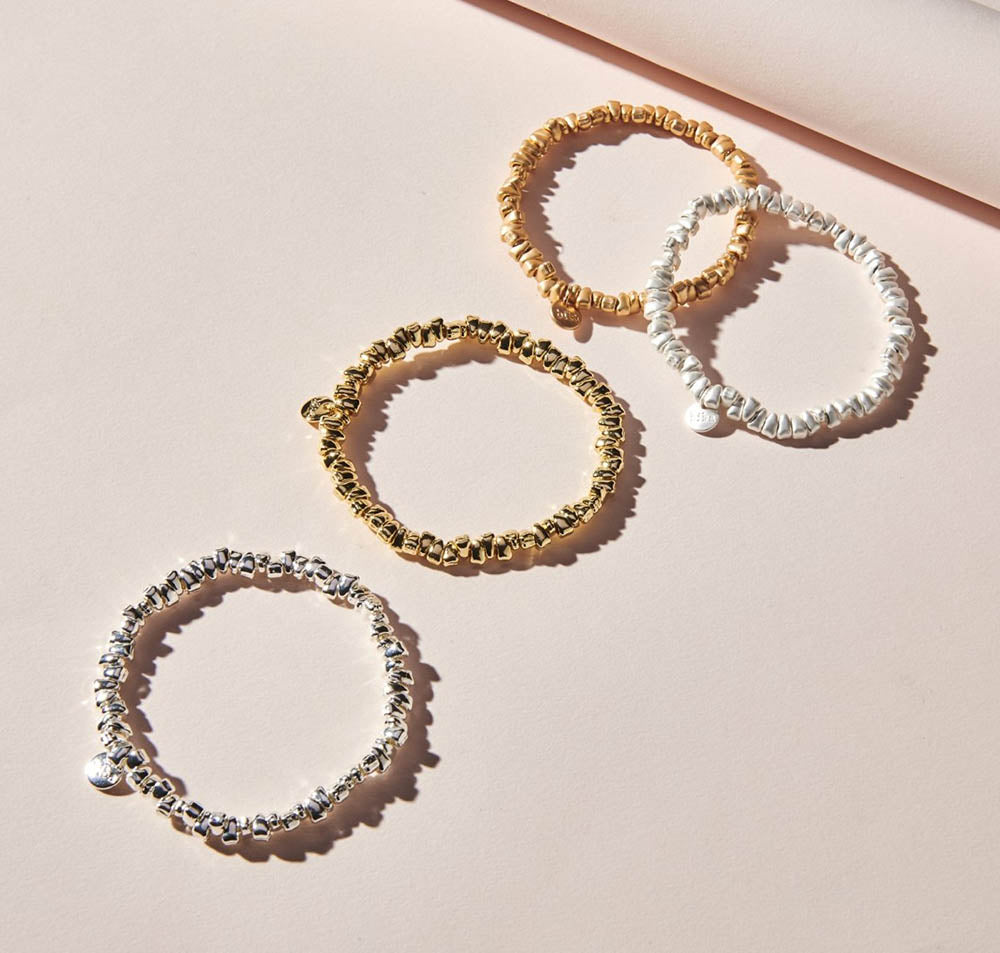 Biba Armbänder Nuggets Gold Silber Plattiert 5 mm Dehnbar Stacking-Look