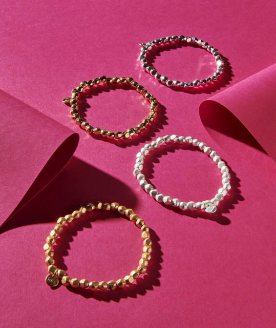 Biba Armbänder Perlen Facettiert Gold Silber Plattiert Dehnbar Stacking-Look
