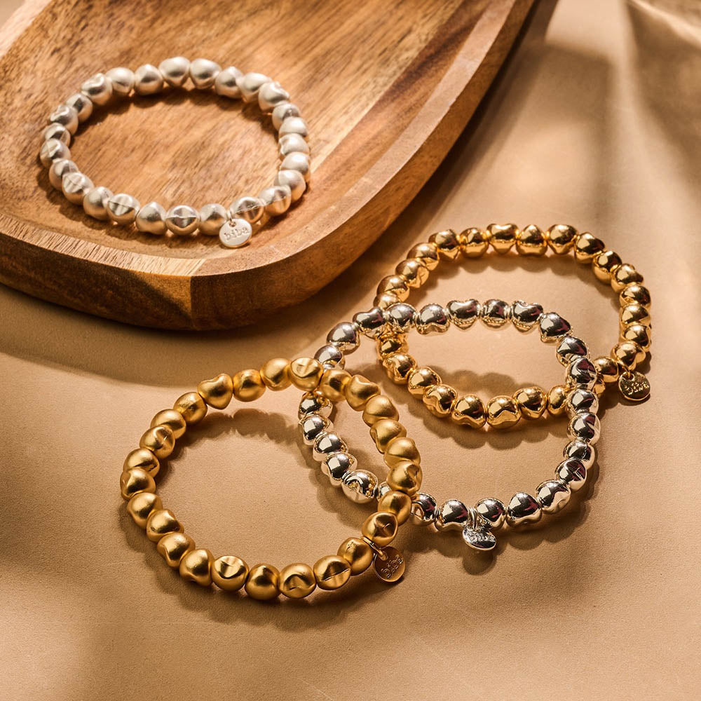 Biba Trend-Armband Herz-Motive 8 mm Gold Silber Plattiert Nickelfrei Dehnbar