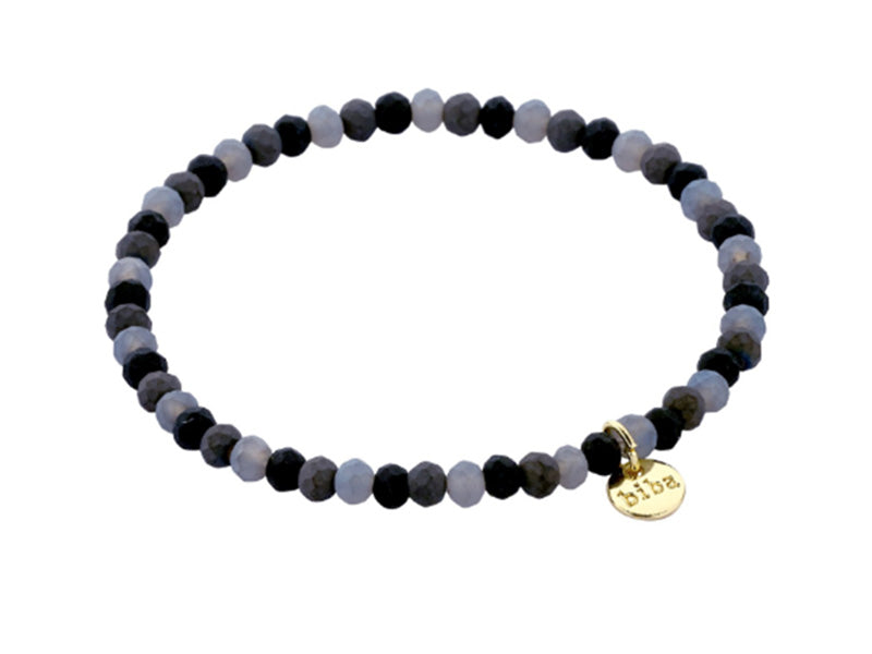 Biba Armband Kristallperlen 4 mm Grau-Mix Dehnbar