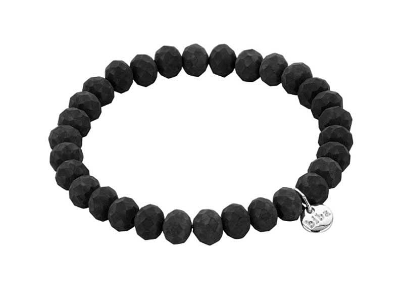 Biba Armband Kristallperlen 8 mm Schwarz Matt Facettiert Dehnbar