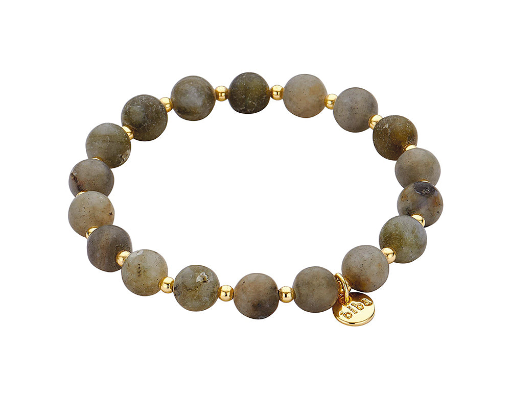 Biba Armband Labradorit Matt 8 mm Gold Plattiert
