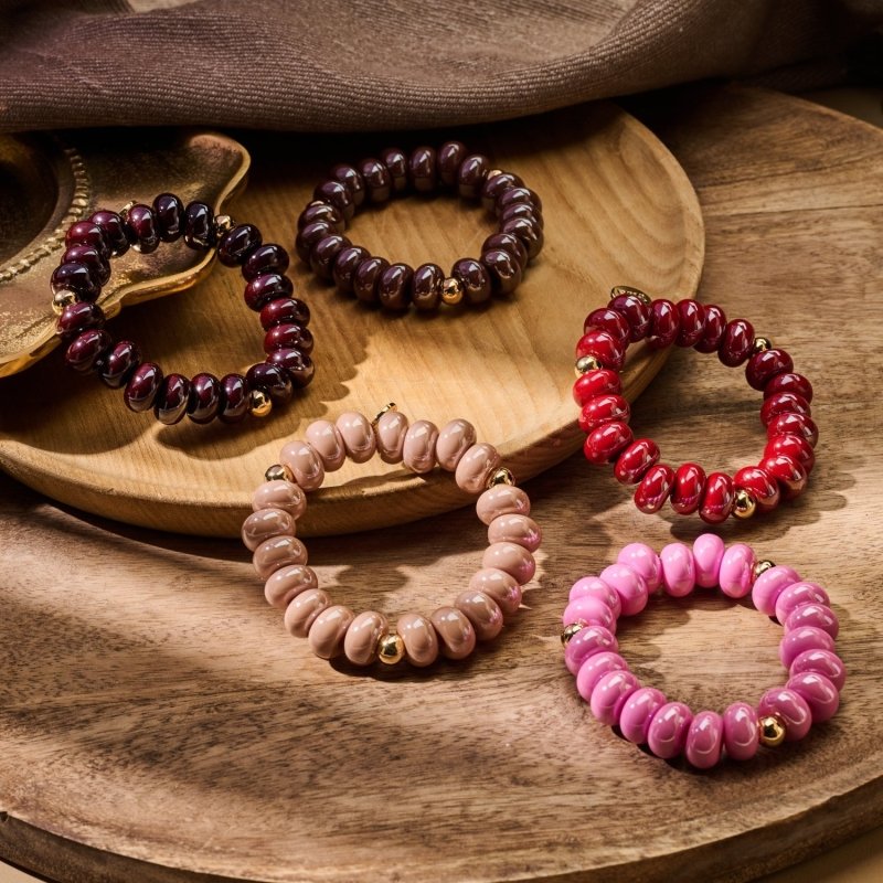Biba Armband Resin-Donuts 14 mm Kugelelemente Gold Plattiert Dehnbar Varianten