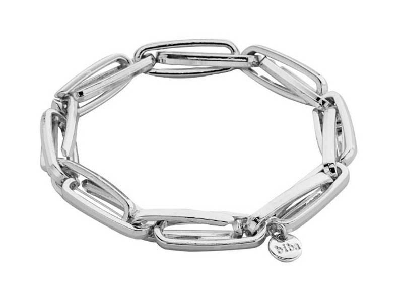 Biba Gliederarmband Oval Versilbert Dehnbar Stacking-Look