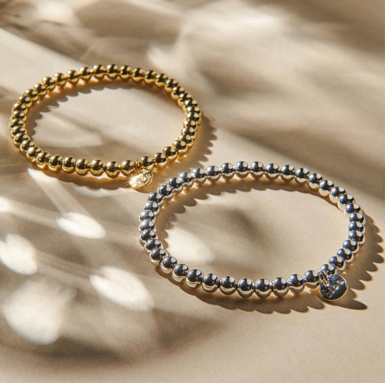 Biba Kugelarmbänder 6 mm Versilbert Vergoldet Stacking Beads Dehnbar