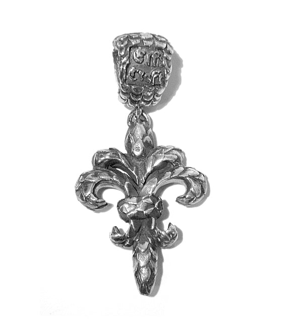 Elfcraft Anhänger Lilie Kreuzform Drachenschuppen-Optik 6,5 cm Gross 925 Sterling Silber Massiv Unisex Rückseite