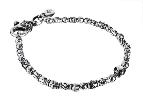 Elfcraft Arband Skull Totenkopf Mini Tubes 925 Sterling Silber Massiv Unisex