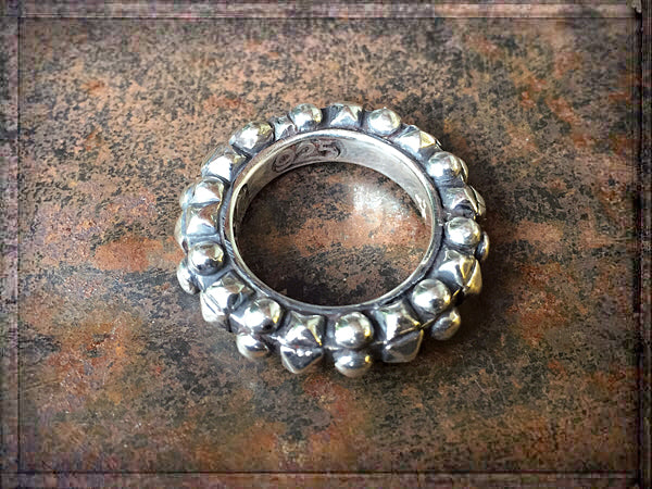 Elfcraft Bandring Pyramides Dots Motive 925 Sterling Silber Massiv Unisex