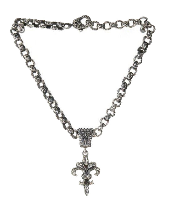 Elfcraft Erbskette Massiv Drachenschuppen-Optik Anhänger Lilie 925 Sterling Silber Unisex
