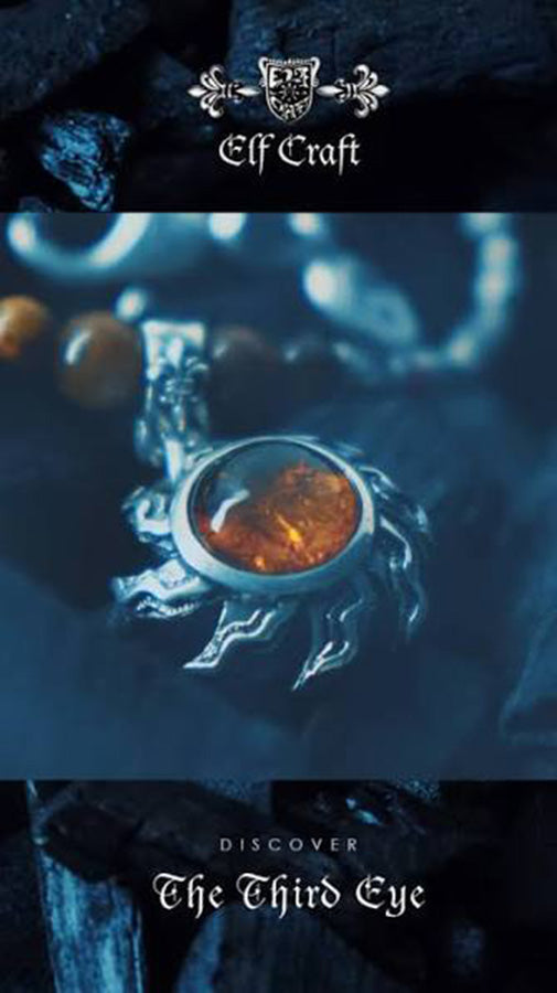 Elfcraft Kette Bernstein Sonne 925 Sterling Silber