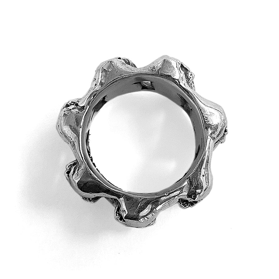 Elfcraft Kettenring Skulls Totenköpfen 925 Silber Massiv Unisex