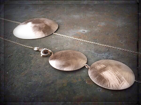 Filigrane Erbskette Scheiben-Elemente Sonnenmatt 925 Sterling Silber Rosé Vergoldet 90 cm lang