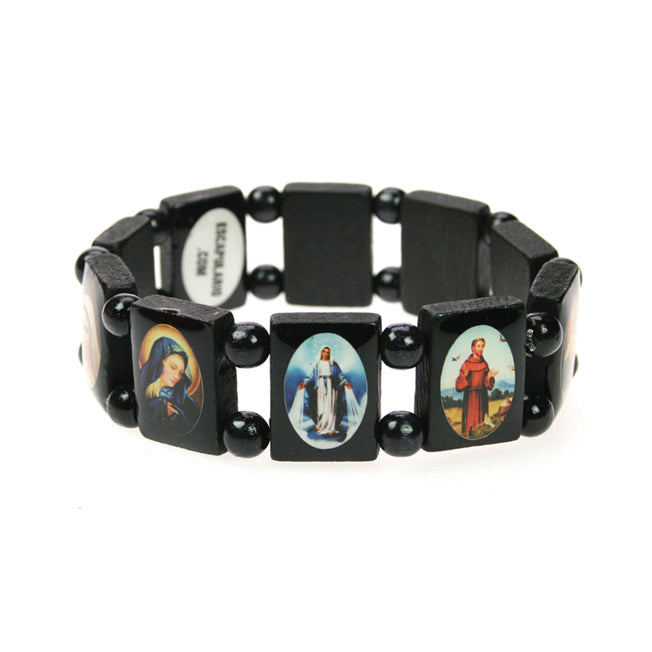 Escapulario Schutzheiligenarmband Schwarz Bunt Dehnbar Unisex