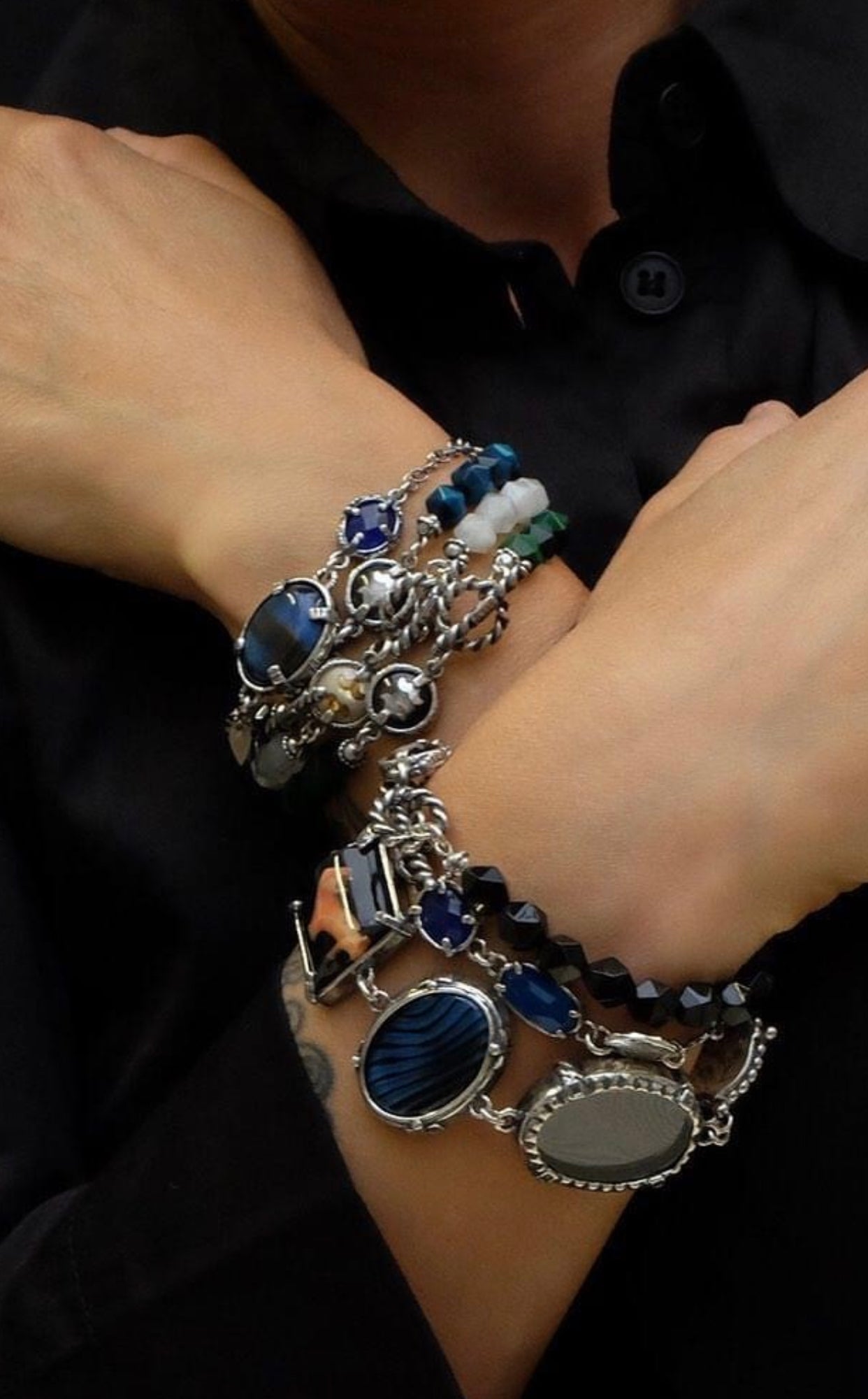 GEM Kingdom Steinarmbänder Tigerauge Blau Facettiert 925 Sterling Silber