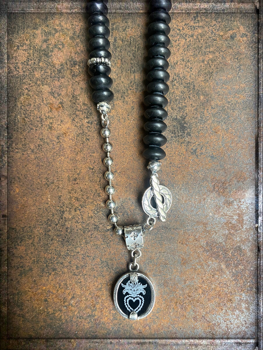 Gem Kingdom Onyxkette Herzanhänger Schwarz Sterling Silber