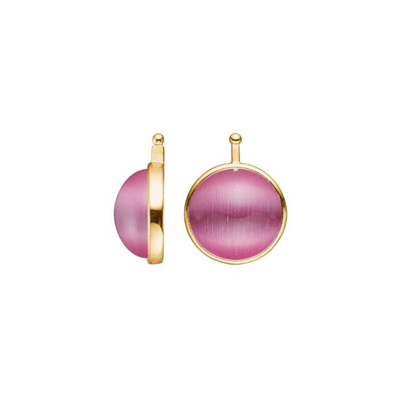 Heide Heinzendorff Creolen-Wechselsystem-Einhänger Katzenauge Rosa 13 mm E97 Sterling Silber Vergoldet