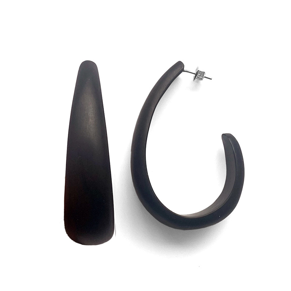 Große Holzohrringe Oval Ebony Dunkelbraun