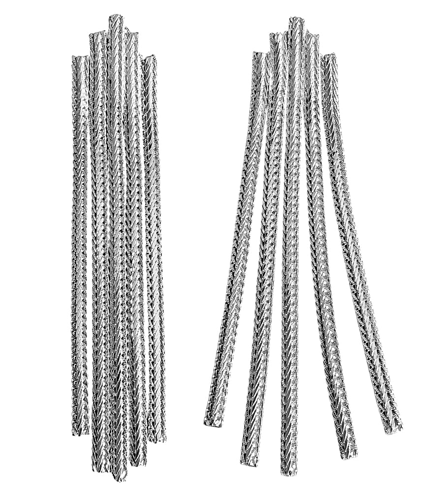 Justwin Statement-Ketten-Ohrringe 5-reihig Versilbert Sicherheitsbügel 12 cm Lang