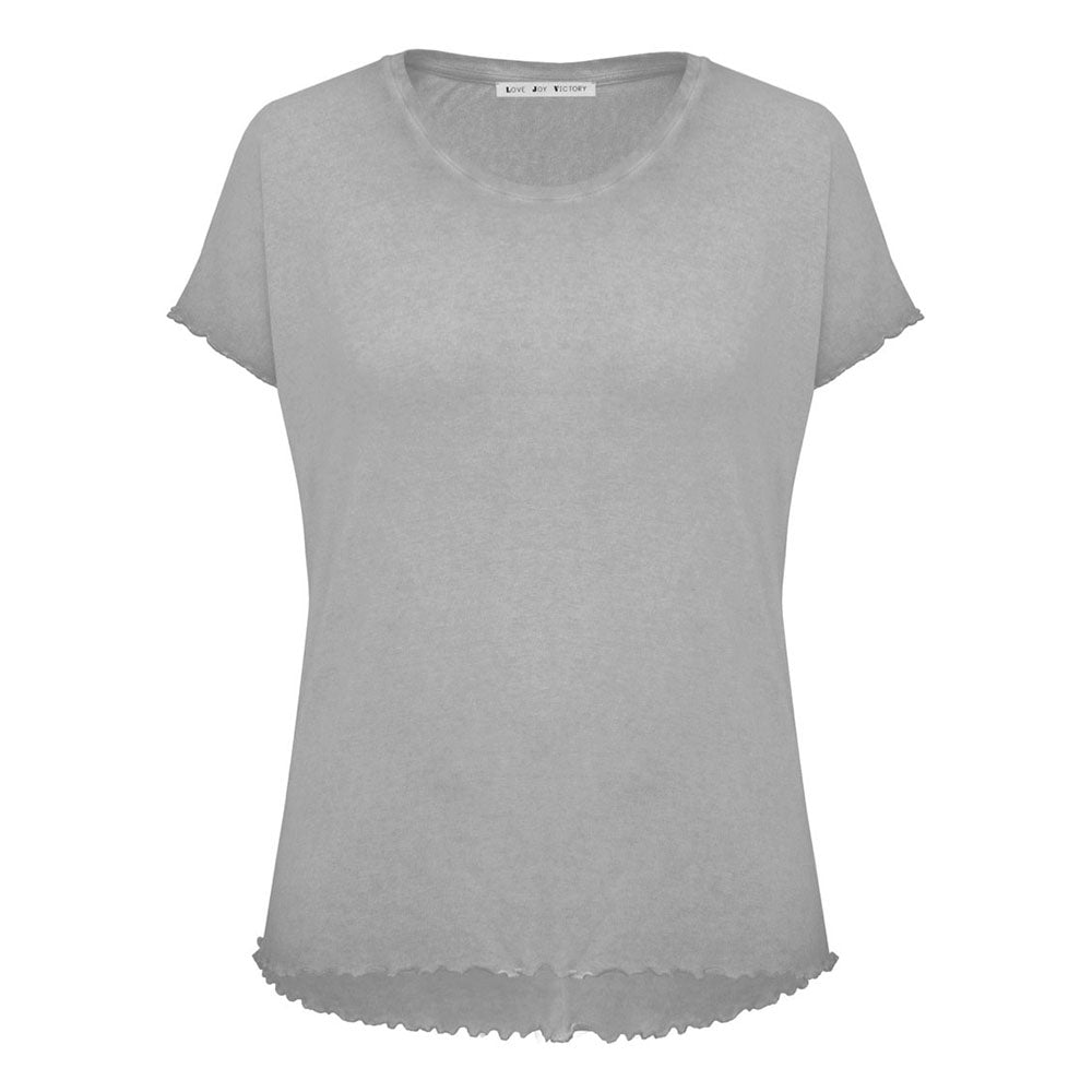 Love Joy Victory T-Shirt Adela Bio-Baumwolle Modal-Mix Grau Rüschen-Wellennaht Detail
