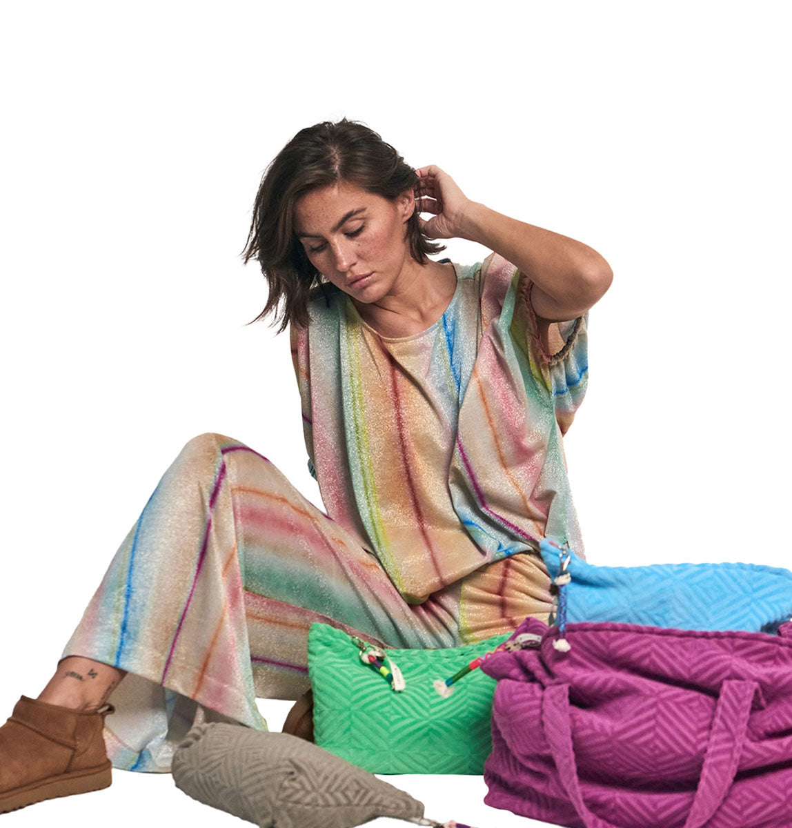 Love Joy Victory Frottee Clutch Shopper Kosmetikbeutel Pouche Bio-Baumwolle Grau