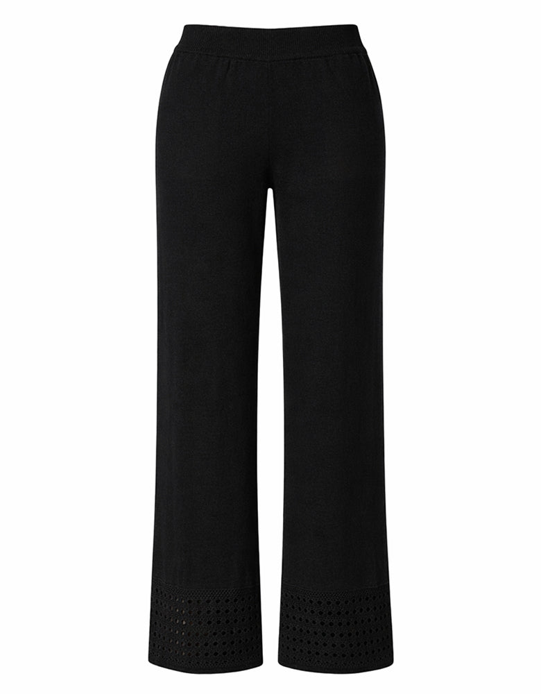 Notshy Leinenhose Aruba Lochstricksaum Straight Fit Beige Schwarz