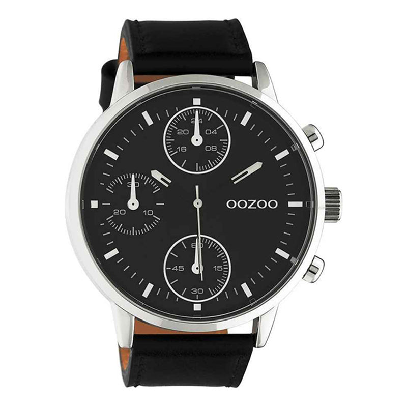 OOZOO Chronograph Schwarz Lederarmband Schwarz 50 mm C10688