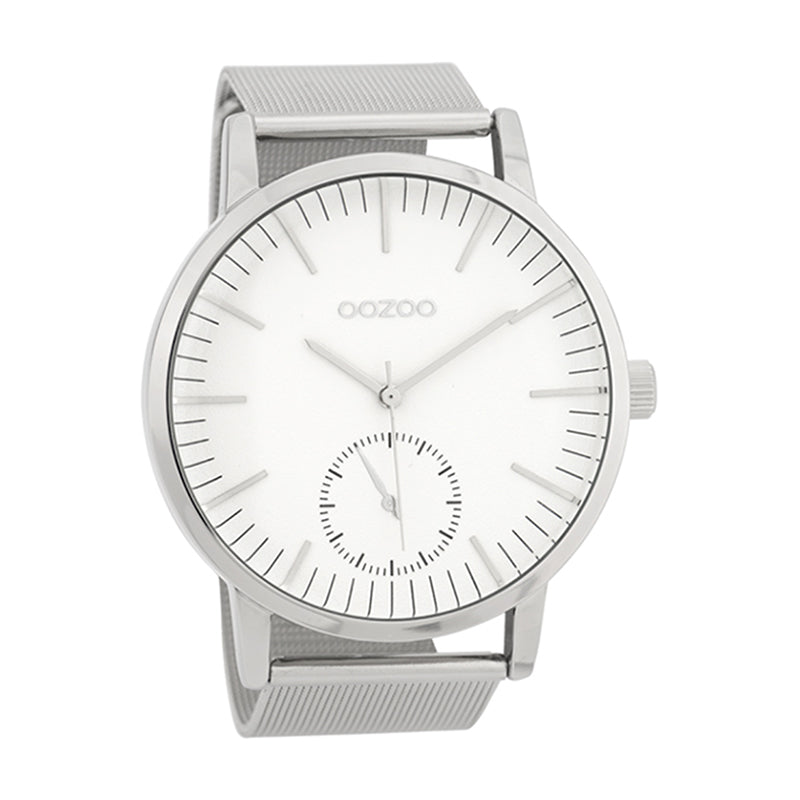 OOZOO Uhr Mesh-Armband Edelstahl Zifferblatt Weiß 48 mm C9620