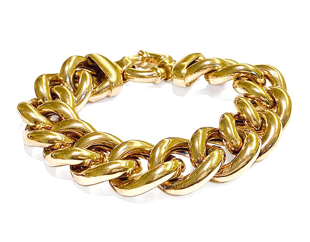 Statement-Panzerarmband Massiv Rundpanzer 2 cm Breit 925 Sterling Silber Gold Plattiert