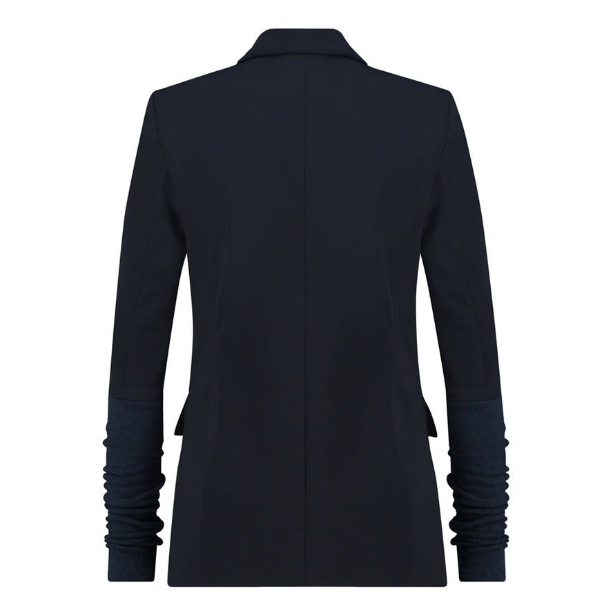 PENN&INK N.Y Blazer Travel-Quality Wollmix-Strickärmeln Navy Rückseite