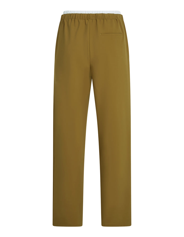 PENN&INK N.Y Hose Avocado Kontrast-Doppelbund Weiß Straight-Fit Rückseite