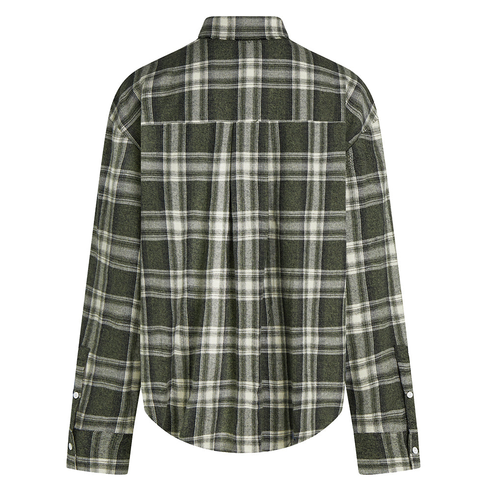 PENN&INK N.Y Karo-Bluse Anthrazit Kariert Baumwolle Relaxed-Fit Rückseite
