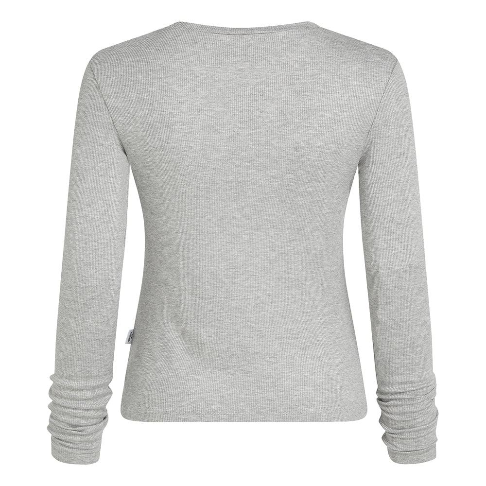 PENN&INK N.Y Langarmshirt Modal Longsleeve Grey Melange Grau Meliert Schmale Passform Modal-Jersey Rückseite