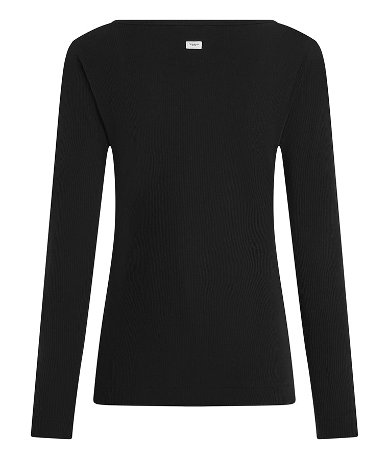 PENN&INK NY Longsleeve Ripp-Baumwolle Schwarz Rückseite