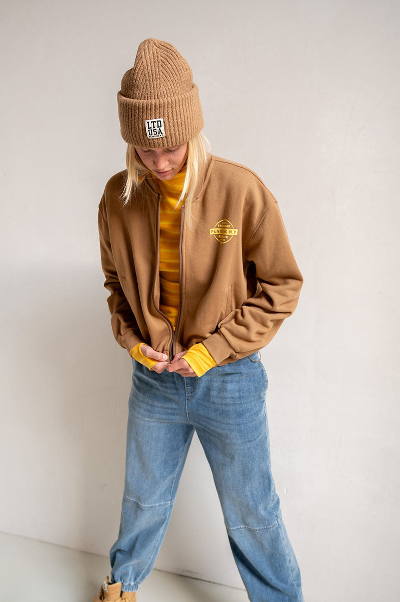 PENN&INK N.Y Sweatjacke Print Cardigan Rückenprint Run for your Life Reißverschluss Rückseite