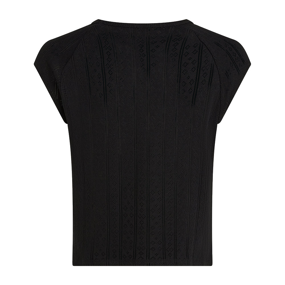 PENN&INK N.Y T-Shirt Lochstrick Schwarz Rückseite