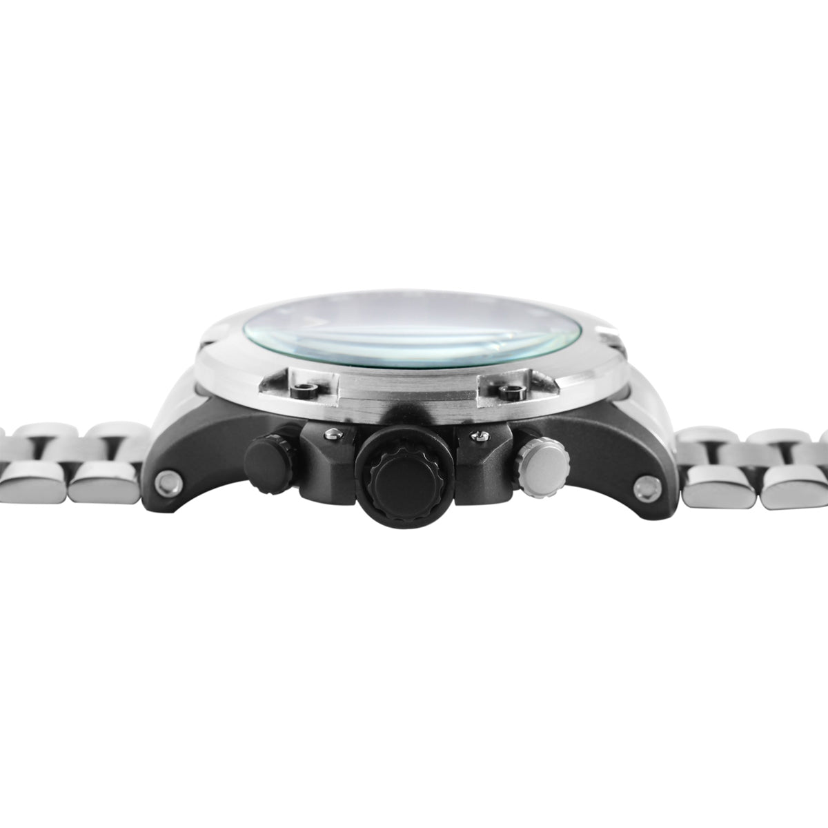 Raptor Chronograph Soheil Limited Edelstahlarmband Silber Zifferblatt Grün Schwarz Weiß 48 mm Seitlich