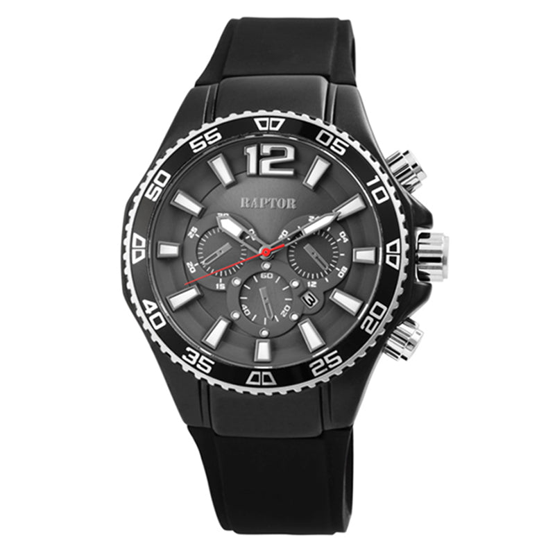 Raptor Chronograph Supple Schwarz Silikonarmband 48 mm