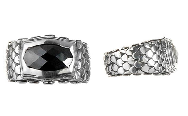 ELFCRAFT | Ring | Dragon Scales Band Oval | Black