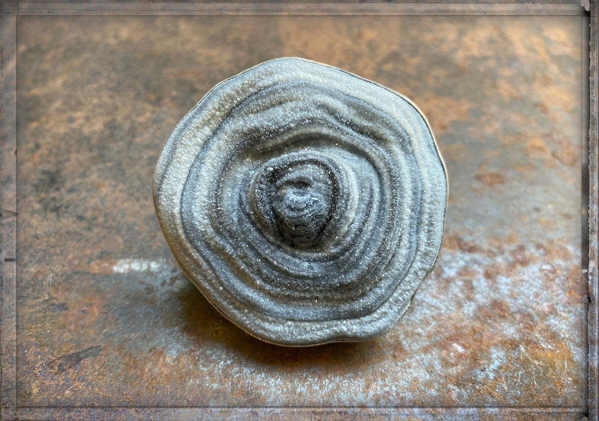 Steinring Chalcedon-Rosette XL Groß Unikat Sterling Silber Größenverstellbar
