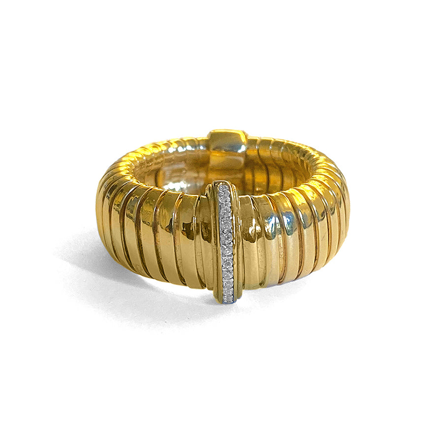 Ultima Edizione Bandring 925 Sterling Silber Gold Plattiert Pavé Zirkonia