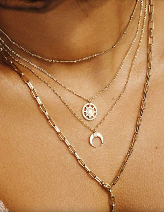 Ultima Edizione Erbskette Filigran Mond-Anhänger 925 Sterling Silber Vergoldet Layering-Look