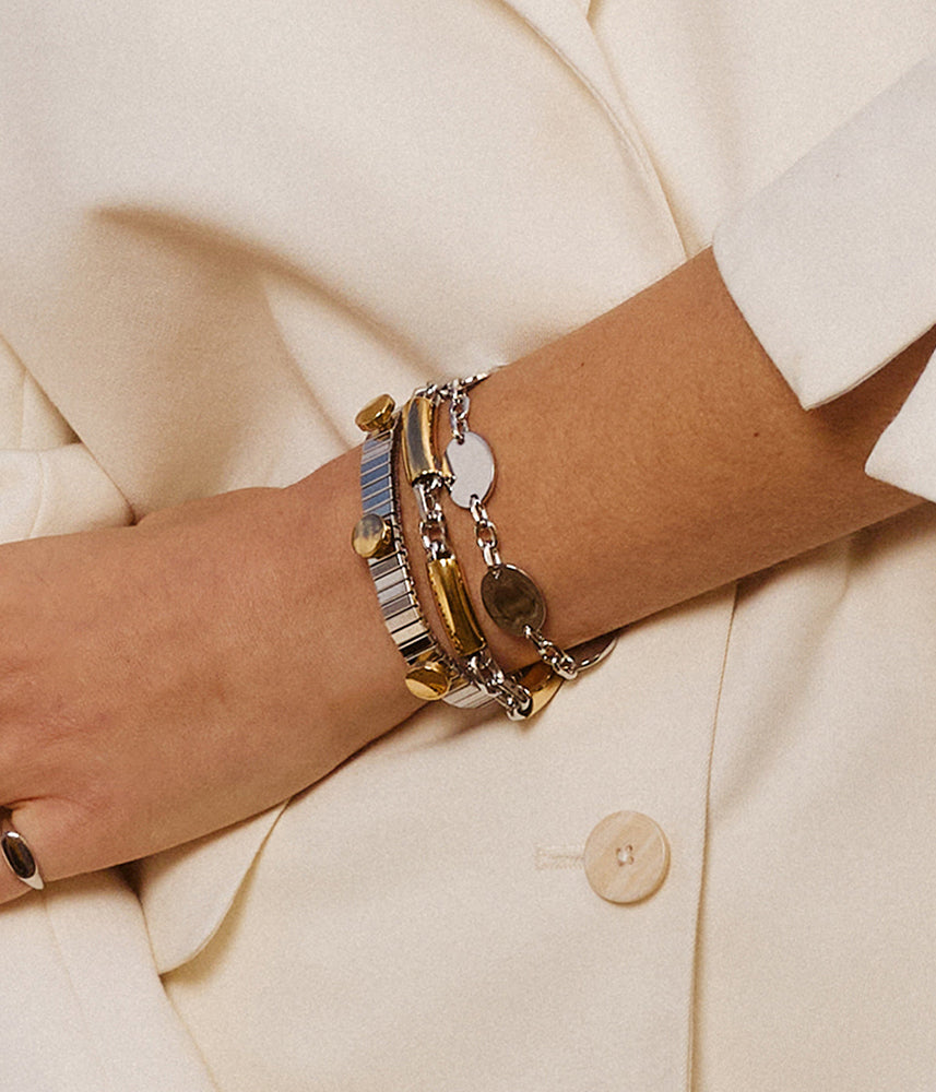 ZAG Bijoux Armband Vignale Röhren Erbsmuster Edelstahl Bicolor Detail