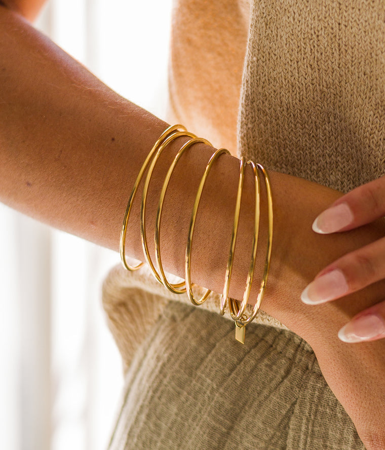 ZAG Bijoux Stacking Armreif Set Mehrreihig Edelstahl Vergoldet