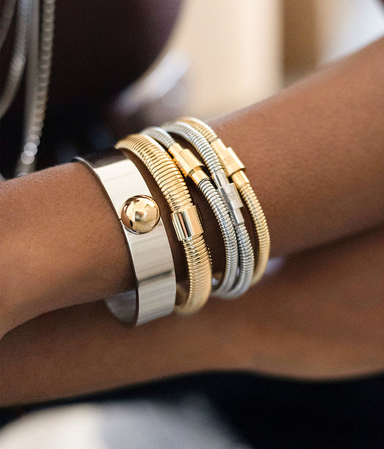 ZAG Bijoux Stacking Armreifen Edelstahl Silber