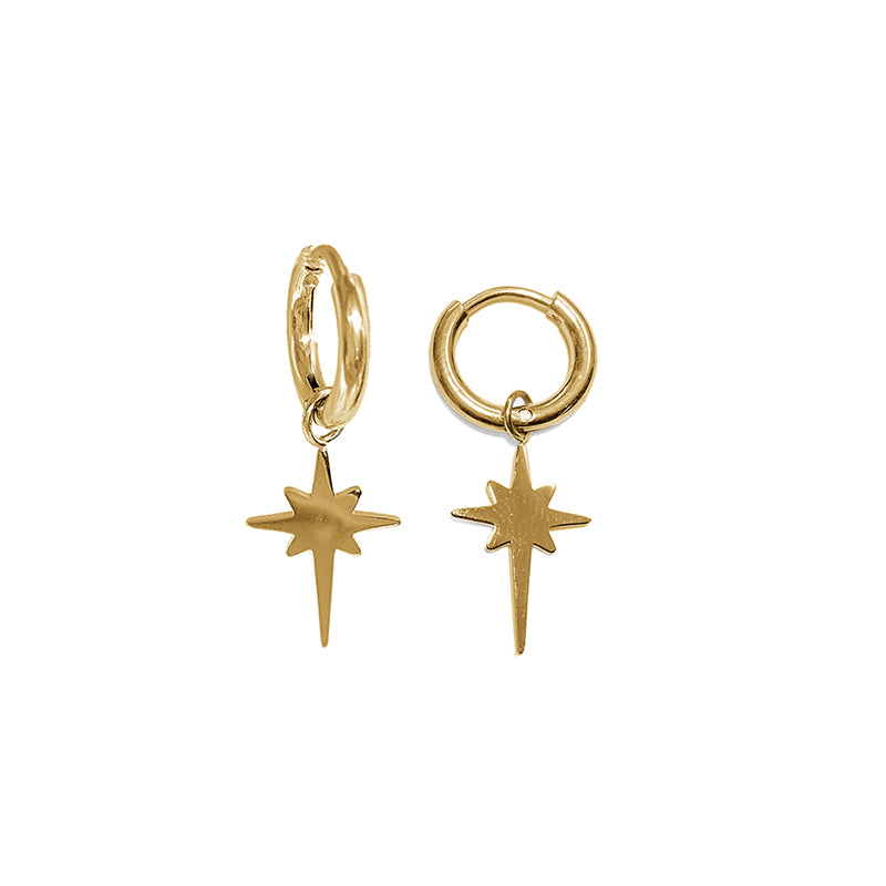 ZAG Bijoux Charniercreolen 13 mm Stern-Anhänger Edelstahl Gold Plattiert